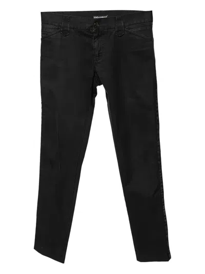 Pre-owned Dolce & Gabbana Logo Plaque Pocket Trousers In Black