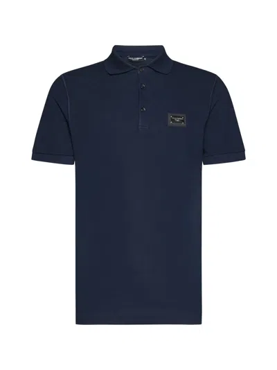 Dolce & Gabbana Cotton Pique Polo Shirt In Blue