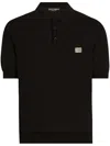 Dolce & Gabbana Cotton Polo Shirt With Buttoned Collar And Ribbed Accents In Black