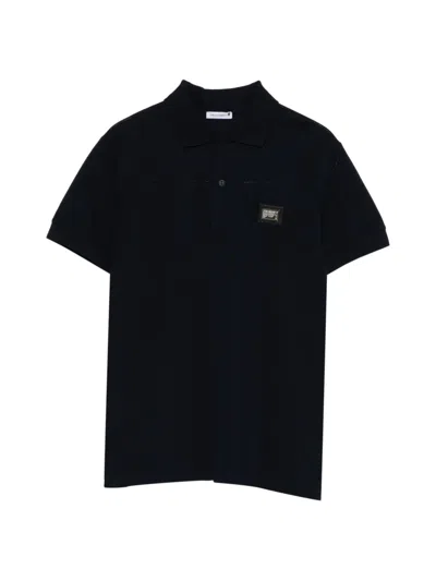 Dolce & Gabbana Logo-plaque Polo Shirt In Blue
