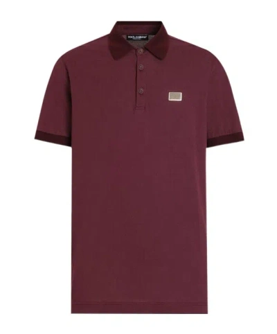 DOLCE & GABBANA DOLCE  GABBANA LOGO PLAQUE SHORT-SLEEVED POLO SHIRT
