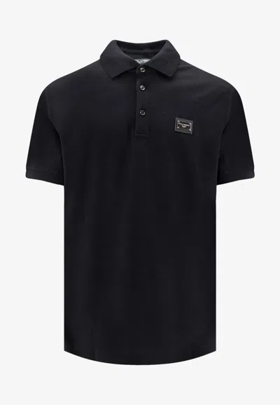Dolce & Gabbana Logo Plaque Polo T-shirt In Blue