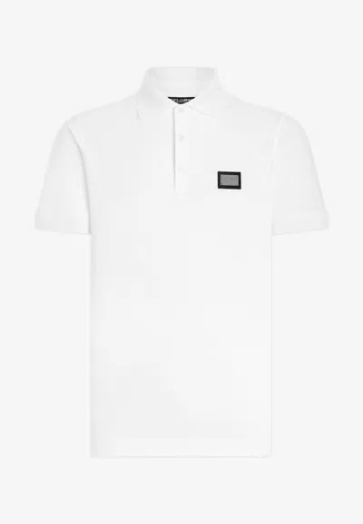 Dolce & Gabbana Logo Plaque Polo T-shirt In White