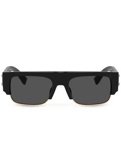 Dolce & Gabbana Logo-plaque Rectangle-frame Sunglasses In Black