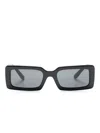 Dolce & Gabbana Logo-print Rectangle-frame Sunglasses In Black