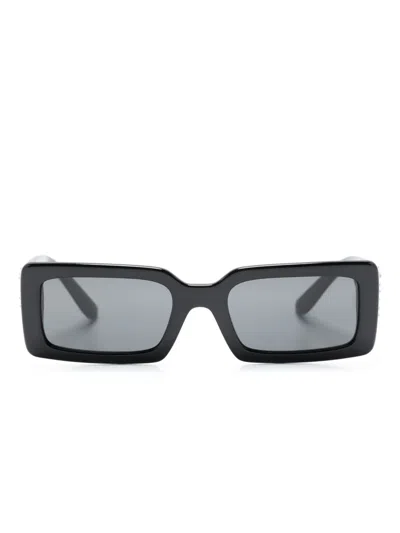 Dolce & Gabbana Logo-print Rectangle-frame Sunglasses In Black