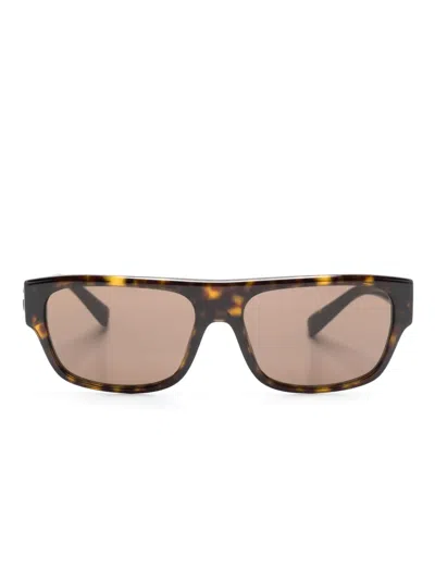 Dolce & Gabbana Logo-plaque Rectangle-frame Sunglasses In Braun