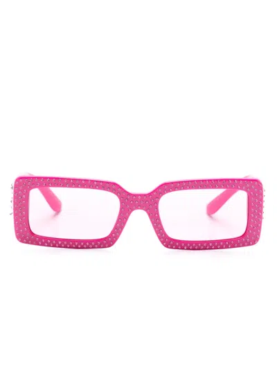 Dolce & Gabbana Logo-plaque Rectangle-frame Sunglasses In Pink