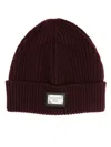 Dolce & Gabbana Logo-plaque Ribbed Beanie In Violett