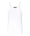 Dolce & Gabbana Classic Fit Cotton Blend Tank Top With Ribbed Texture In White