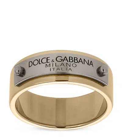 Dolce & Gabbana Logo-plaque Ring In Gold