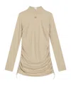 Dolce & Gabbana Logo-plaque Ruched Dress In Nude