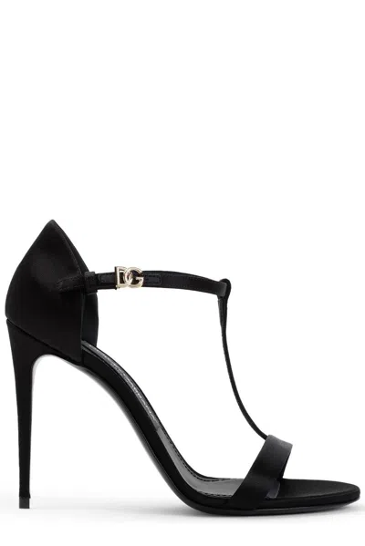 Dolce & Gabbana Logo Plaque Sandals In Black