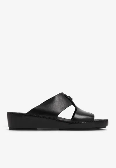 Dolce & Gabbana Logo Plaque Sandals In Black