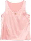 Dolce & Gabbana Logo-plaque Satin Top In Pink