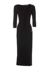 Dolce & Gabbana Viscose Jersey 3/4 Sleeve Midi Dress In Black