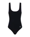 Dolce & Gabbana Logo-plaque Scoop-neck Swimsuit In Black