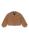 Dolce & Gabbana Logo-plaque Shearling Bomber Jacket In Brown