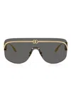 Dolce & Gabbana Logo-plaque Shield Sunglasses In Gray