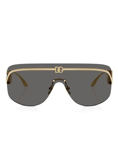 DOLCE & GABBANA LOGO-PLAQUE SHIELD SUNGLASSES