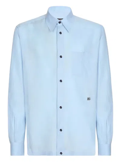 Dolce & Gabbana Logo-plaque Shirt In Blue
