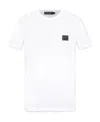 Dolce & Gabbana White Crewneck T-shirt With Logo Plate In Cotton Man In White