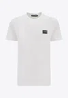 Dolce & Gabbana White Crewneck T-shirt With Logo Plate In Cotton Man In White
