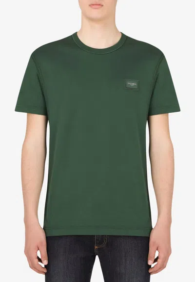 Dolce & Gabbana Logo Plaque Short-sleeved T-shirt In Green