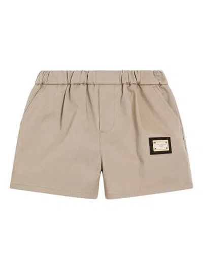 Dolce & Gabbana Babies' Logo-plaque Shorts In Neutral
