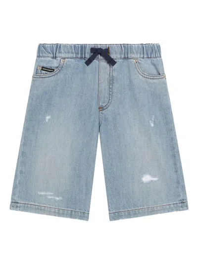 Dolce & Gabbana Kids' Logo-plaque Shorts In Blue
