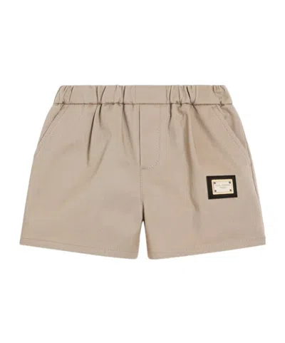 Dolce & Gabbana Logo-plaque Shorts In Brown