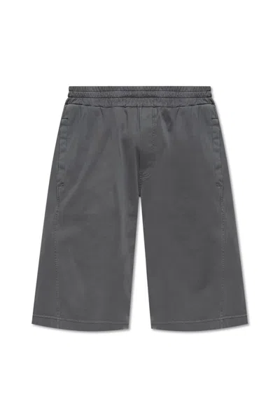 Dolce & Gabbana Cotton Shorts With Logo Appliqué In Grey