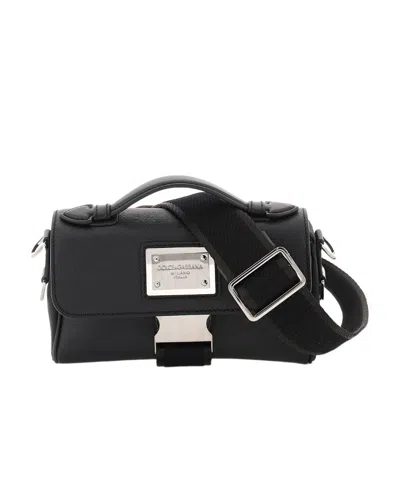 Dolce & Gabbana Logo-plaque Shoulder Bag In Black