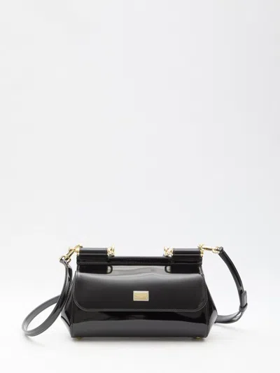 Dolce & Gabbana Logo Plaque Sicily Handbag In Black