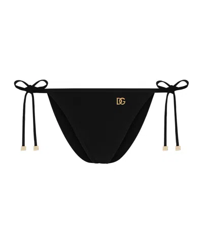 DOLCE & GABBANA LOGO-PLAQUE SIDE-TIE BIKINI BOTTOM