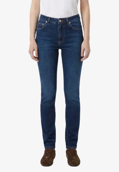 Dolce & Gabbana Logo Plaque Skinny Jeans In Blue