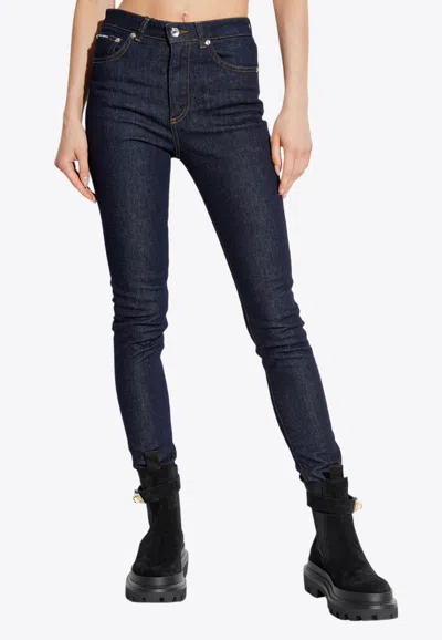 Dolce & Gabbana Logo Plaque Skinny Jeans In Blue