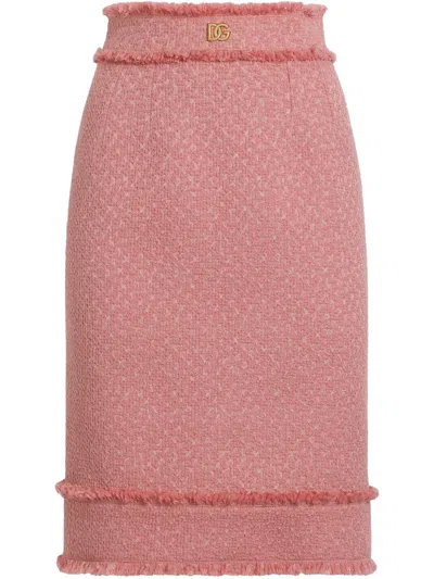Dolce & Gabbana Logo Plaque Skirt In Pink