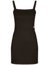 Dolce & Gabbana Logo Plaque Sleeveless Mini Dress In Black