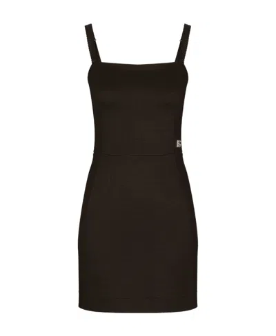 DOLCE & GABBANA LOGO PLAQUE SLEEVELESS MINI DRESS