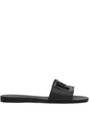 Dolce & Gabbana Black Flats With Cut-out Band And Dg Logo In Soft Rubber Woman In Black