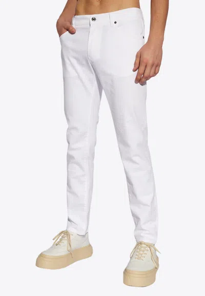 Dolce & Gabbana Logo Plaque Slim-fit Jeans In White