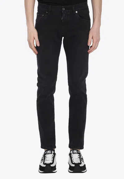 Dolce & Gabbana Logo Plaque Slim Jeans