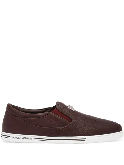 Dolce & Gabbana Logo-plaque Slip-on Sneakers In Red