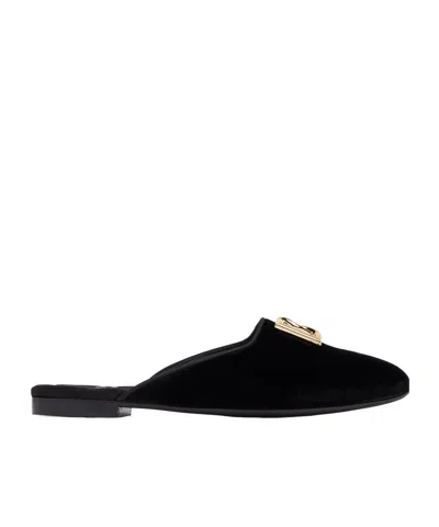 DOLCE & GABBANA DOLCE  GABBANA LOGO PLAQUE SLIP-ON SLIPPERS
