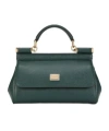 Dolce & Gabbana Small Sicily Dauphine Leather Top Handle Bag In Green