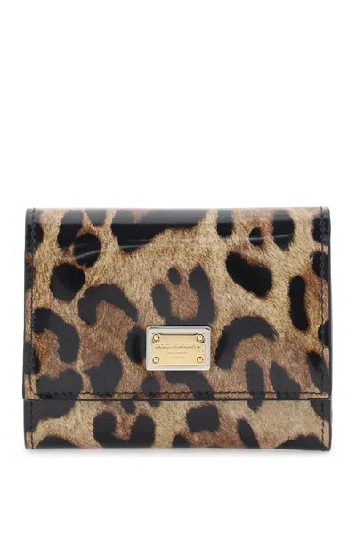Dolce & Gabbana Logo Plaque Snap Button Wallet In Beige