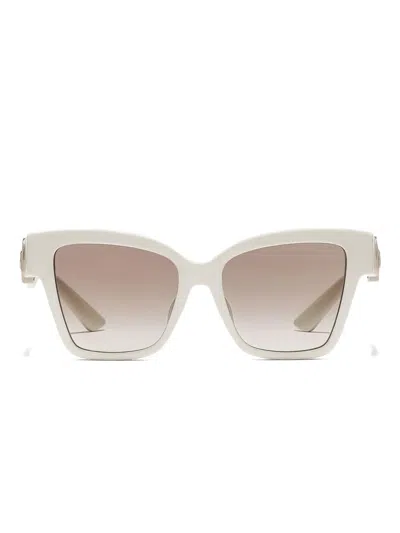 Dolce & Gabbana Logo-plaque Square-frame Sunglasses In White