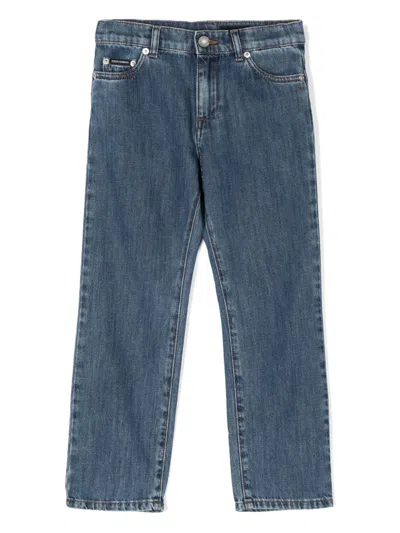 Dolce & Gabbana Kids' Logo-plaque Straight Jeans In Blue