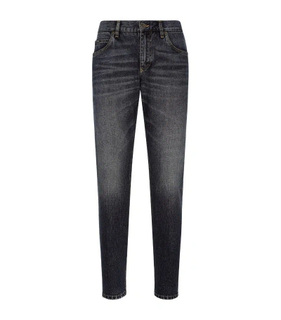 Dolce & Gabbana Logo-plaque Straight Jeans In Multi